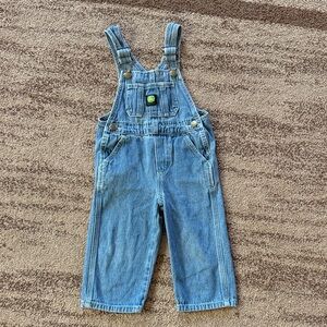 John Deere Blue Denim Kids Overalls with Logo Patch